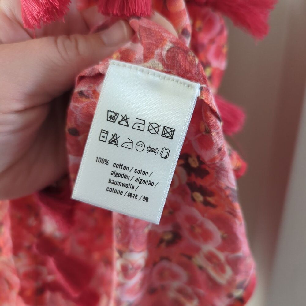 Ro's Garden Seychelles Fringe Mini Babydoll Dress Red Floral Medium Feminine - Picture 7 of 9